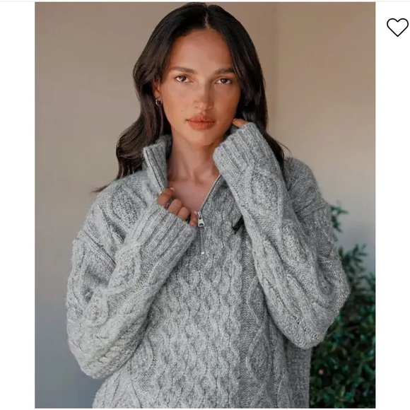 {NWT} Jenni Kayne Cable Half Zip in Heather Gray - XS